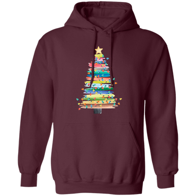 Xmas Tree Watercolor Style, Watercolor Xmas Tree, Merry Christmas, Trendy Christmas Pullover Hoodie