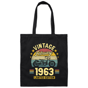 Vintage February 1963, Motorbike Lover Retro Style, Limited Edition Canvas Tote Bag