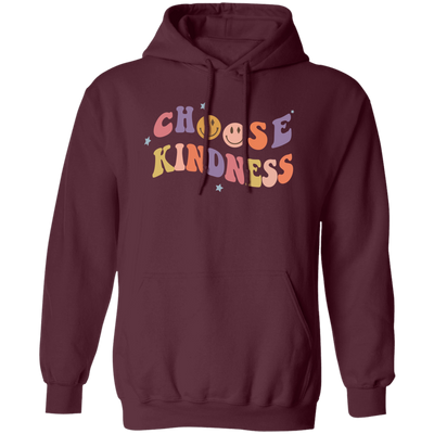 Retro Happy Face, Choose Kindness, Men Women Positive Pullover Hoodie