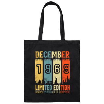 Retro Legend Was Born In December 1969 Gift Canvas Tote Bag