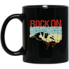 Rock On, Love Rock Gift, Best Retro Rock, Climb On Retro Rock Gift Black Mug