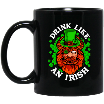 Drink Like An Irish, St Patrick Day, Pirate In Patrick Style, Funny Pirate Black Mug