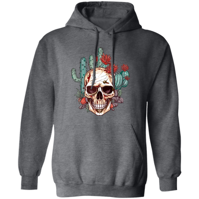 Skull On Desert, Cactus Forest, Cowboy Howdy Pullover Hoodie