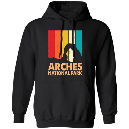 Arches National Park, Retro Arches, Arches Silhouette Pullover Hoodie