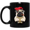 Funny Cartoon Hip Hop Pug Dog, Pug Love Gift, Cool Pug, Rich Pug Black Mug