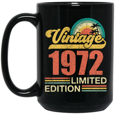 Hawaii 1972 Gift, Vintage 1972 Limited Gift, Retro 1972, Tropical Style Black Mug