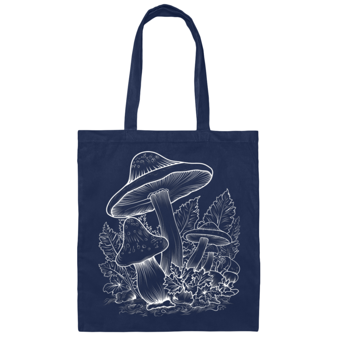 Aesthetic Mushroom, Cottagecore Design, Mushroom Lineart white Canvas Tote Bag