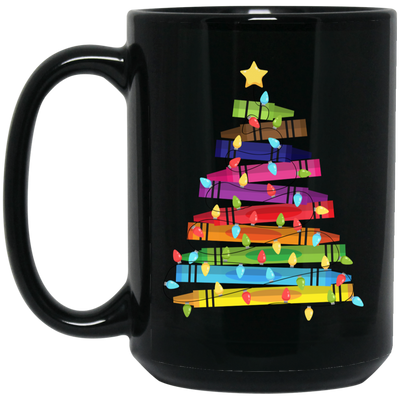 Crayon Xmas Tree, Crayon-mas Tree With Light Line, Merry Christmas, Trendy Christmas Black Mug