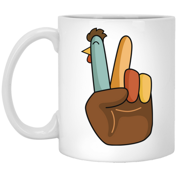 Hi Fall, Thanksgiving's Day, Peace Sign, Peace Sign Turkey, Funny Turkey, Turkey's Day White Mug