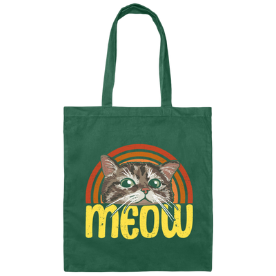 Retro Cat, Meow Love Kittens, Kawaii Cat, Love Cat Canvas Tote Bag