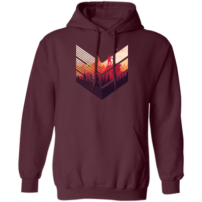 Super Cool, Colorful Hiker, Recognized A Mountain, Colorful Forest And Some Geometric Pullover Hoodie