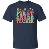 First Grade Teacher, Teacher, Groovy Style, Flower, Nursery Design Unisex T-Shirt