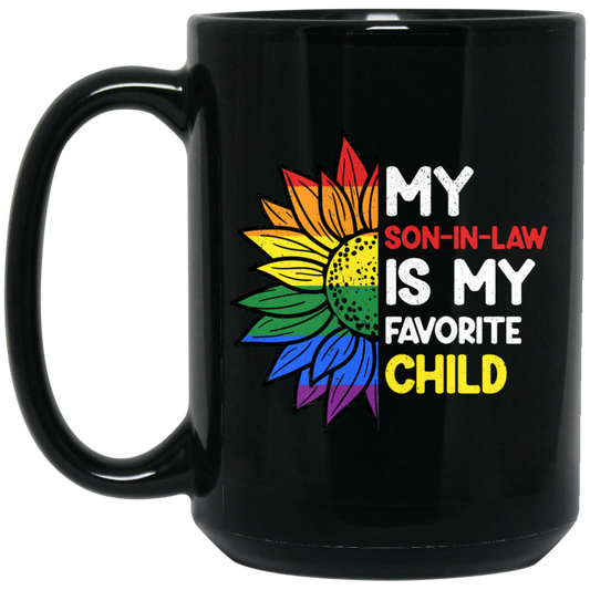 Love My Son, Gift For Son, Love Son-In-Law, LGBT Gift Black Mug