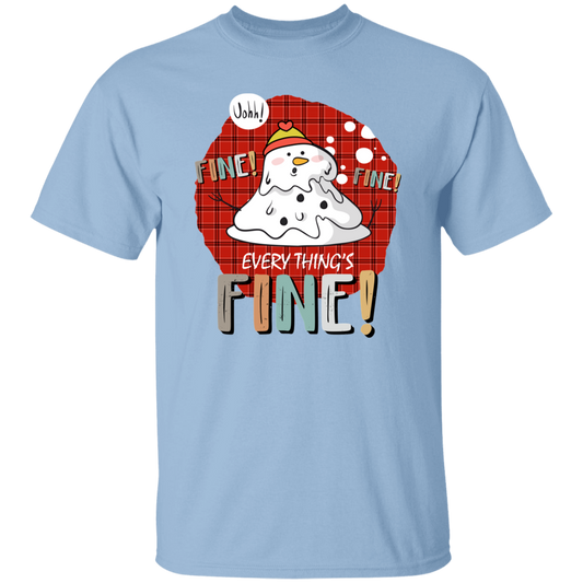 It's Fine, Everythings Fine, Melting Snowman, Plaid Xmas, Merry Christmas, Trendy Christmas Unisex T-Shirt