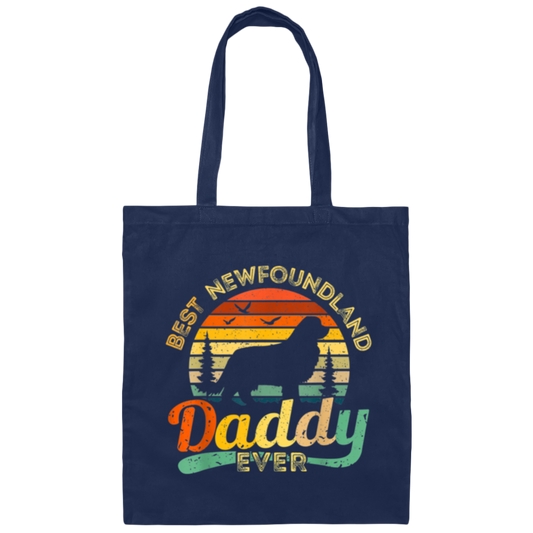 Newfoundland, Dad Love Gift, Best Daddy Dog Ever, Retro Love Dog Gift Canvas Tote Bag