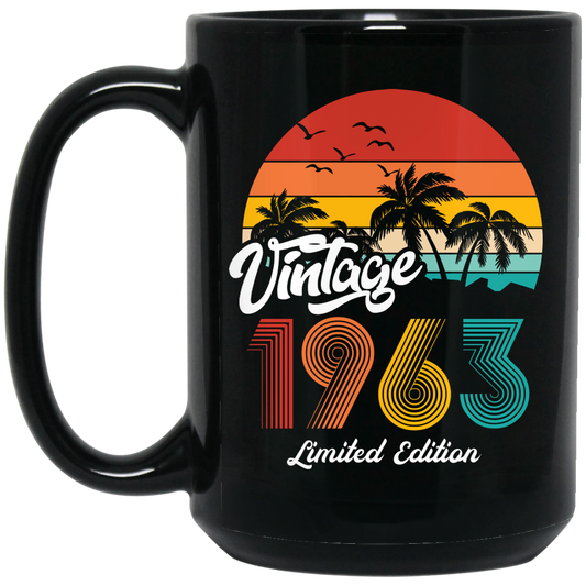 Vintage 1963, 1963 Birthday, 1963 Limited Edition, 1963 Retro Black Mug