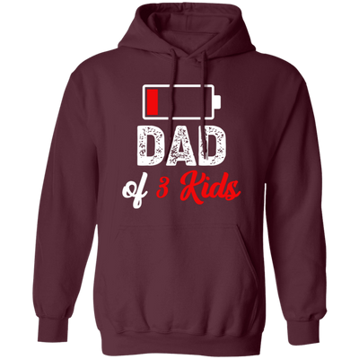 Dad Of 3 Kids, Out Of Battery, Father's Day Gift, Dad Gift white Pullover Hoodie