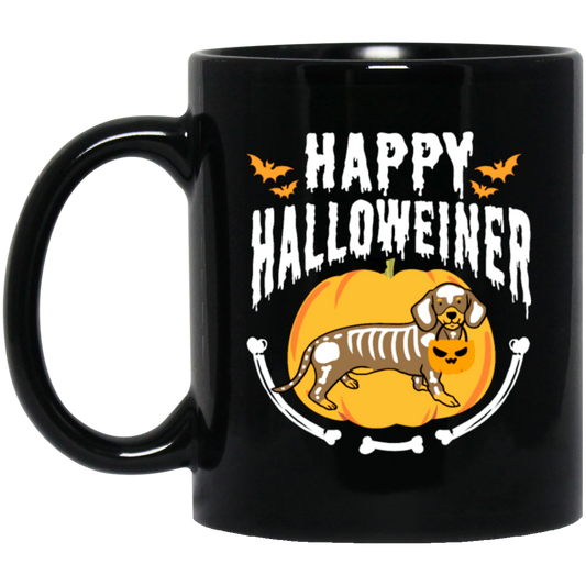 Funny Dachshund, Happy Dachshund, Halloween Gift, Best Halloween Lover Black Mug