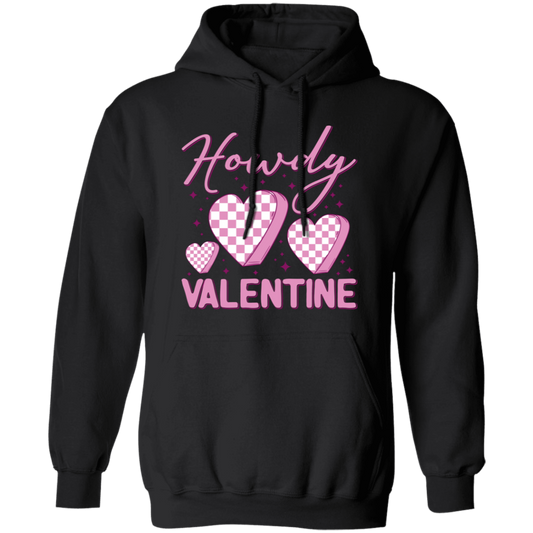 Howdy Valentine, Retro Valentine, Groovy Valentine, Valentine's Day, Trendy Valentine Pullover Hoodie