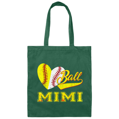 Gift For Mimi, Best Mimi Ever, Love Baseball Gift, Heart Ball, My Ball For Mimi Canvas Tote Bag