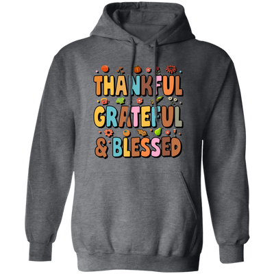 Groovy Thankful, Groovy Grateful, Blessed, Thanksgiving Pullover Hoodie