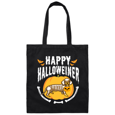 Funny Dachshund, Happy Dachshund, Halloween Gift, Best Halloween Lover Canvas Tote Bag