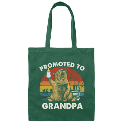 Vintage Promoted To Grandpa Bear, Bear Lover Gift In Vintage Canvas Tote Bag