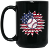 American Baseball, Sunflower Baseball, Leopard Sunflower-3 Black Mug