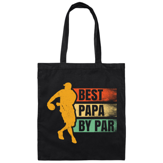 Best Papa By Par, Retro Disc Golf Canvas Tote Bag