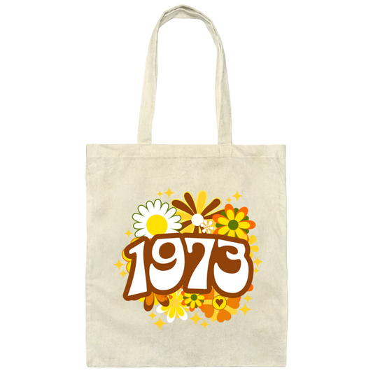 Birthday Gift 1973 Flower Lover Groovy Gift Colorful Canvas Tote Bag