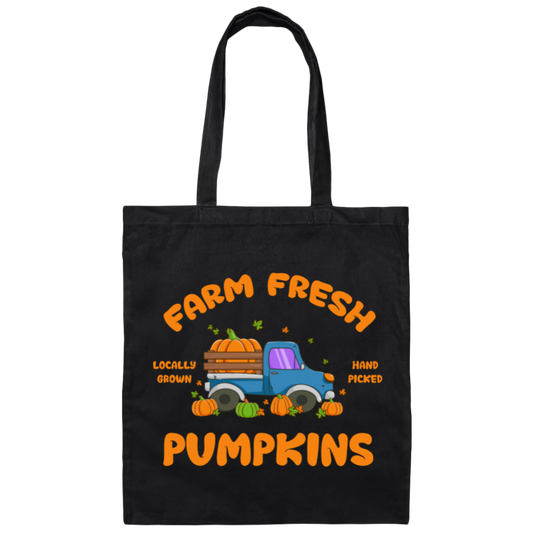 Farm Fresh Pumpkins, Love Thanksgiving, Fall Season, Vegetable Truck Canvas Tote Bag