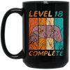 Level 18 Complete, 18th Birthday Gift, Eighteen Gamers, 18 Level Best Gift Black Mug