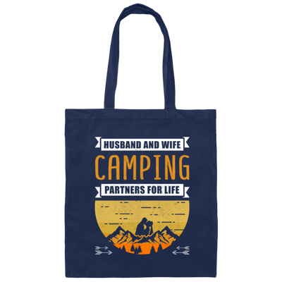 Husband And Wife Camping Partners For Life Funny Happy Camp Camping Canvas Tote Bag