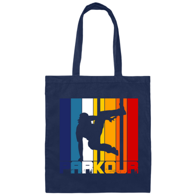 Retro Parkour Jumping, Birthday Gift, Free Running, Climbing Movement Canvas Tote Bag