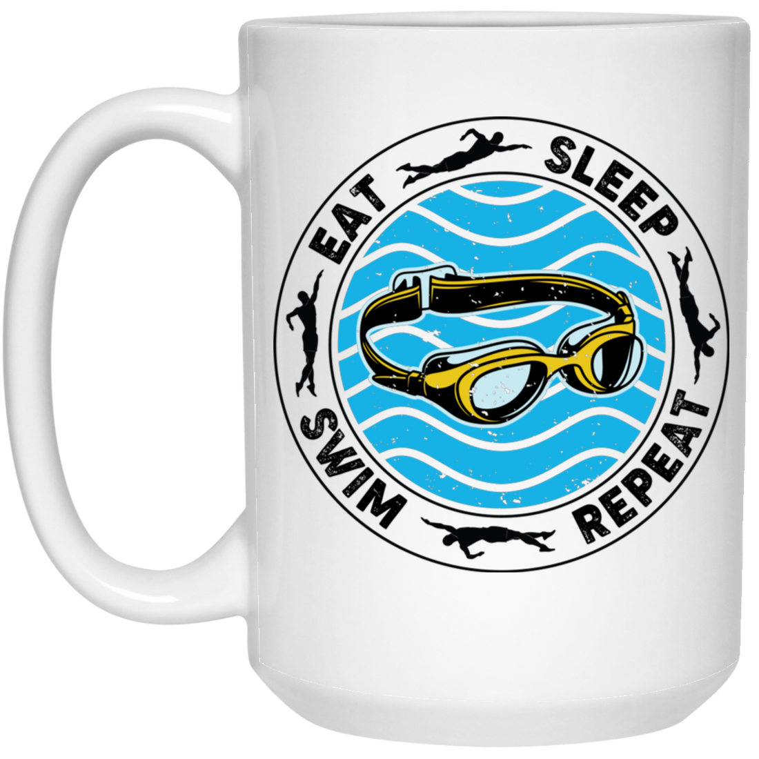 Eat Sleep Swim Repeat, Swimming Lover, Swimmer White Mug