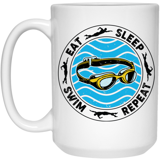 Eat Sleep Swim Repeat, Swimming Lover, Swimmer White Mug