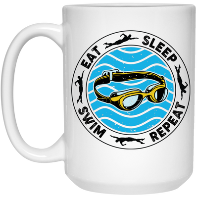 Eat Sleep Swim Repeat, Swimming Lover, Swimmer White Mug