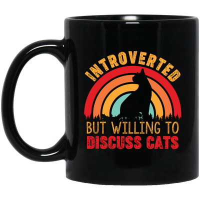 Introverted But Willing To Discuss Cats, Retro Cats Black Mug