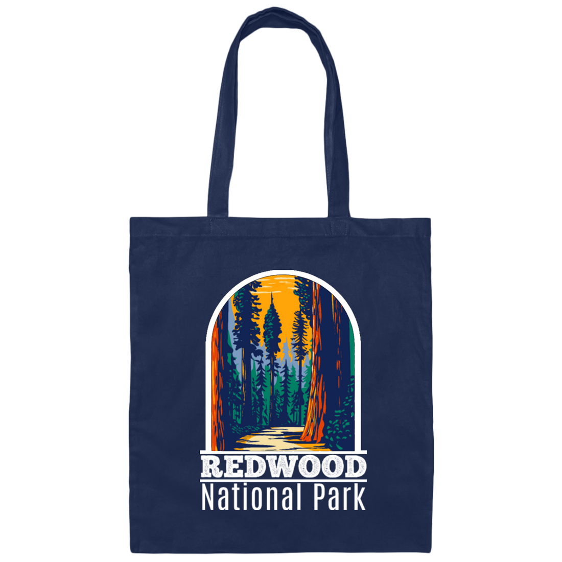 National Park Gift, Redwood Park Gift, Retro Redwood, Love National Parks Canvas Tote Bag
