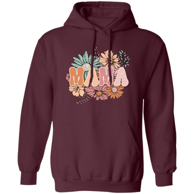 Mama Flowers Gift, Retro Flower, Vintage Flower For Mother's Day Pullover Hoodie