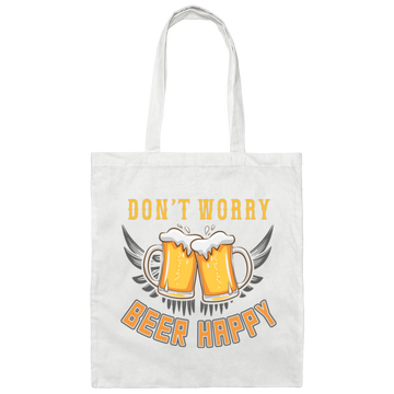 Don't Worry, Beer Happy, Cheer Up, Beer Retro Canvas Tote Bag