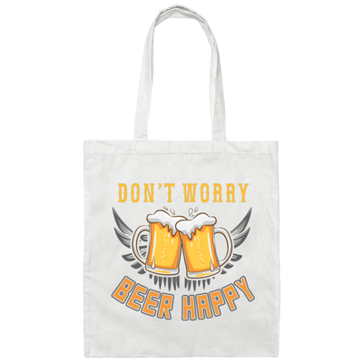 Don't Worry, Beer Happy, Cheer Up, Beer Retro Canvas Tote Bag