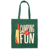 A Bloody Knife Saying Camping Is Fun Funny And Sacrastic Camper Outdoor Canvas Tote Bag