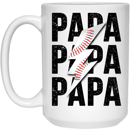 Papa Gift, Baseball Lover Gift, Love Baseball Gift, Papa Baseball Gift-Black White Mug