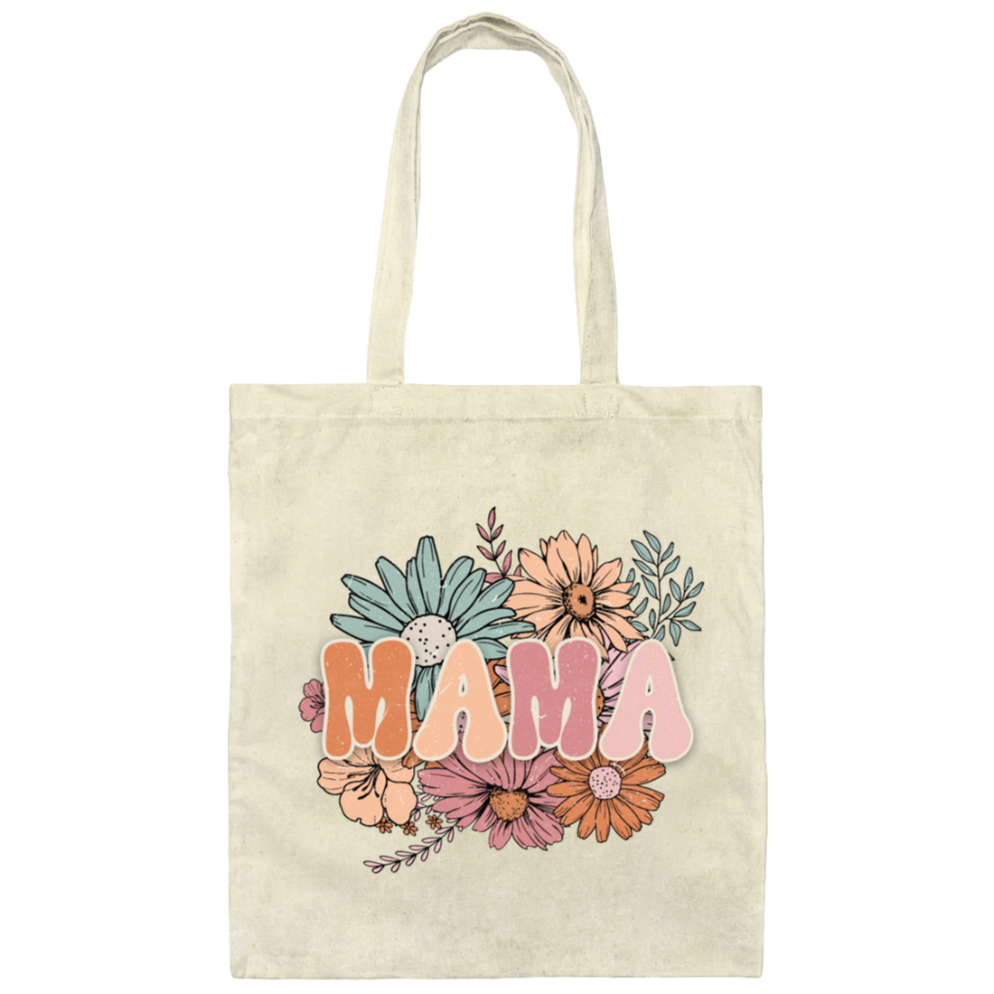 Mama Flowers Gift, Retro Flower, Vintage Flower For Mother's Day Canvas Tote Bag