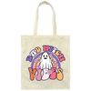 Dad Witch Vibes, Ghost Halloween, Groovy Halloween Canvas Tote Bag