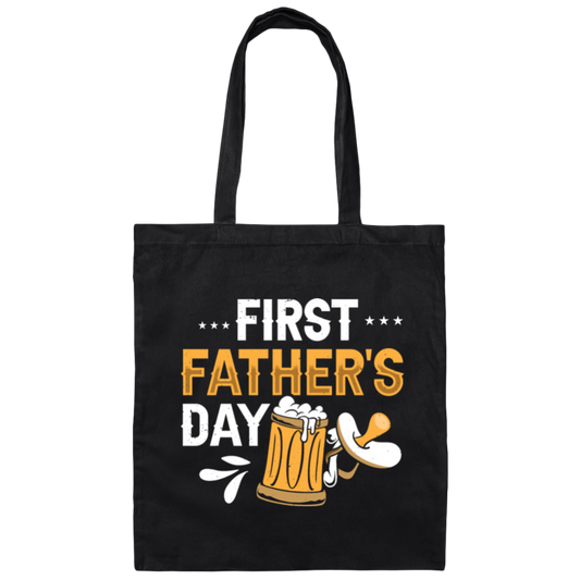 Funny Father, First Father_s Day, Love Beer Gift, Beer For Kid Or Not Canvas Tote Bag