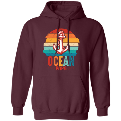 Ocean Papa, Retro Papa, Retro Ocean, Retro Anchor Pullover Hoodie