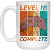Level 18 Complete, 18th Birthday Gift, Eighteen Gamers, 18 Level Best Gift White Mug