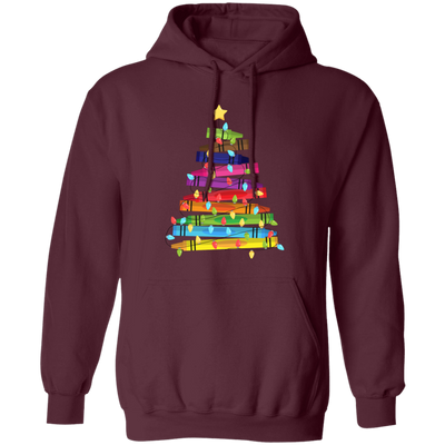 Crayon Xmas Tree, Crayon-mas Tree With Light Line, Merry Christmas, Trendy Christmas Pullover Hoodie